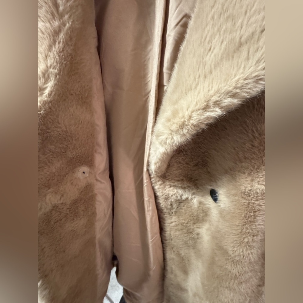 Avec Les Filles Luxurious Tan Faux Fur Coat NWT Size Large- Walker Coat - Picture 13 of 16